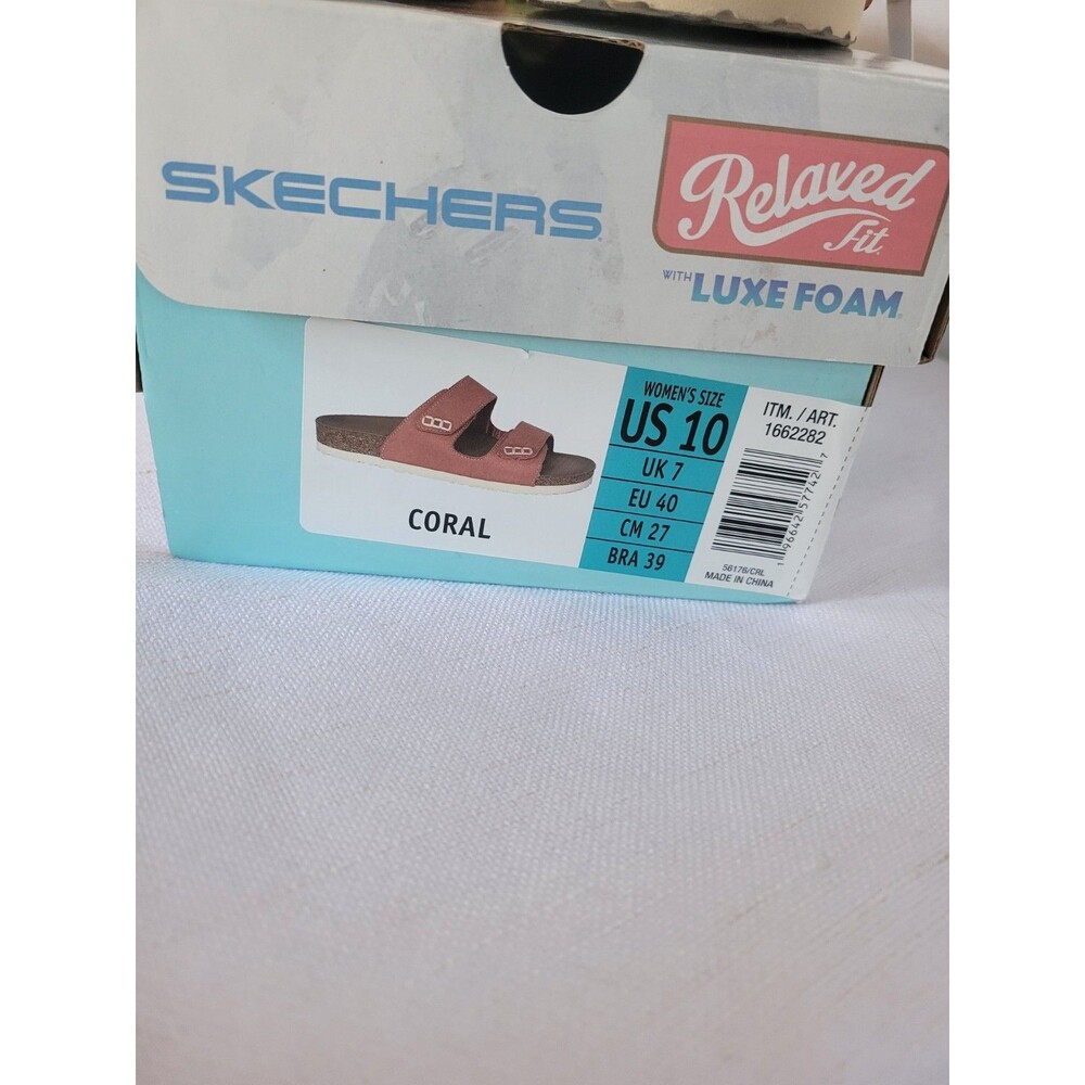 SKECHERS Women's 2-Strap Sandal Relaxed Fit with Luxe Foam, Coral,  Size 10 - Picture 5 of 8